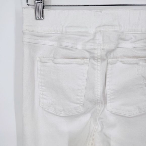 Spanx White Distressed Skinny Jeans Raw Hem Sz S - Picture 6 of 10